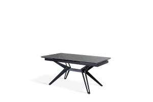 E-STYLO Tavolo allungabile con top e allunghe in ceramica e 4 gambe a stella in metallo, 90x160/240x76cm, marmo grigio, nero opaco