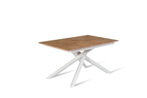 E-STYLO Tavolo allungabile con top e allunghe in melaminico rovere e base in metallo, 90x140/190x76cm, rovere, bianco