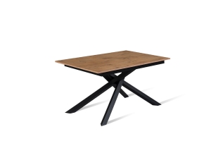 E-STYLO Tavolo allungabile con top e allunghe in melaminico e base in metallo, 90x140/190x76cm, rovere, nero