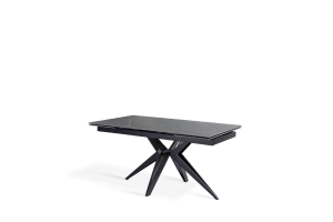 E-STYLO Tavolo allungabile con top e allunghe in ceramica, 4 gambe a stella in metallo, 90x160/240x76cm, marmo grigio, nero opaco