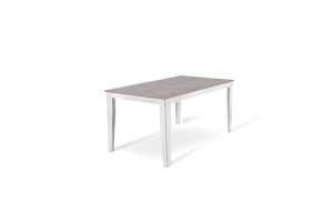 E-STYLO Tavolo allungabile con top e allunghe in melaminico marmo antracite, base in metallo bianco, 80x130/290x76cm, marmo antracite, bianco