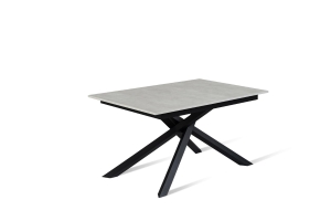 E-STYLO Tavolo allungabile con top e alunghe in melaminico e base in metallo, 90x140/190x76cm, cemento bianco, nero