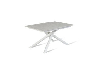 E-STYLO Tavolo allungabile con top e allunghe in melaminico e base in metallo, 90x140/190x76cm, cemento bianco, bianco