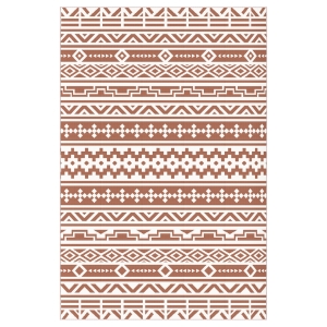 Outsunny Tapis d'extérieur réversible 1,8 x 2,7 m, tapis de sol au motif mur géométrique en PP sac de transport rouge et blanc