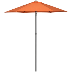 Outsunny Parasol Ø196 cm met Kantelfunctie, Zeshoekige Balkonparasol voor het Strand, Balkon en Tuin, Oranje
