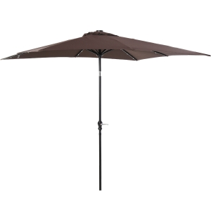 Outsunny Chapéu de Sol com Luzes LED 268x205x248 cm Chapéu de Sol de Jardim Inclinável até 45° e Abertura a Manivela Marrom
