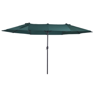 Outsunny Sombrilla Doble para Jardín 455x265x238 cm Parasol Grande con Manivela Manual Protección Solar Verde Oscuro