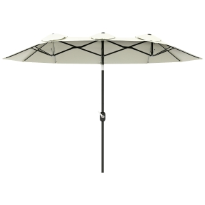 Outsunny Sombrilla Doble de Jardín 295x152x222 cm con Inclinación de 45° y Manivela para Terraza Balcón Piscina Color Beige