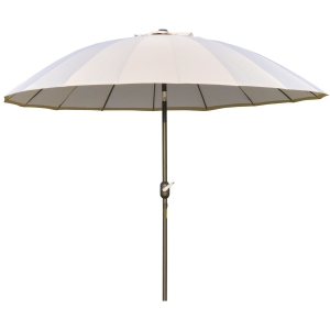 Outsunny Sombrilla de Jardín Ø250x240 cm con Manivela Parasol con Ángulo Inclinable con 18 Varillas para Exterior Crema