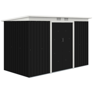 Outsunny Caseta de Exterior 280x130x172 cm Cobertizo de Jardín con Puertas Correderas Base y Ventilaciones Gris Oscuro