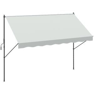 Outsunny Toldo Manual Retráctil 300x175x210-310 cm Ajustable con Manivela Protección Solar UV40+ para Balcón Terraza Crema