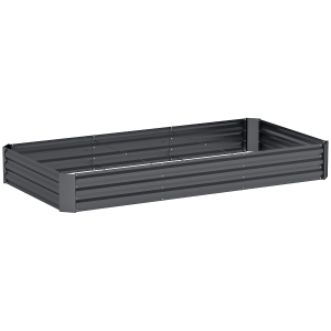 Outsunny Strat Înălțat pentru Grădină din Oțel, 835L, cu Bază Deschisă, 240x120x30 cm, Gri Închis