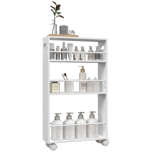 HOMCOM Carrello Cucina Salvaspazio 3 Livelli con Barre Bianco