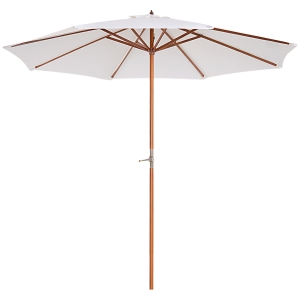 Zonnescherm tuinscherm houten parasol parasol met zwengel balkonparasol populierenhout Φ 2,7 m