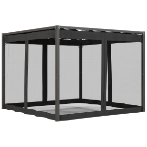 Outsunny Aluminium Pergola 3x3m Retractable Roof Dark Grey