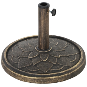 Outsunny Bază pentru umbrelă de 12 kg cu manivelă integrată, din rășină, metal și ciment, Ø46x34 cm, bronz