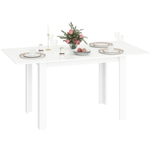 HOMCOM Tavolo da Pranzo Allungabile per 4-6 Persone con Pannelli a Ribalta, in Legno, 120-160x80x78 cm, Bianco