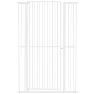 PawHut Barreira para Cães Extra Alta com Largura Ajustável 77-104 cm Barreira de Segurança para Cães e Gatos com 2 Extensões  Branco