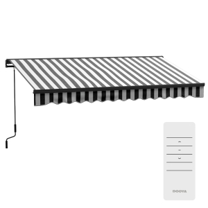 Outsunny Sonnenmarkise Markise Terrassenmarkise, wetterbeständig, 1 Handkurbel, 350 x 250 x 150 cm, Grau + Weiß