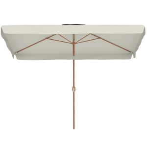 Outsunny Parasol de jardin extérieur rectangulaire 200 x 300 cm, parasol inclinable 6 baleines en aluminium avec manivelle, crème