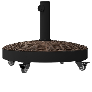 Outsunny Bază pentru Umbrelă de Grădină Rotundă cu 4 Roți și Frâne, din Oțel și Rășină, Ø52x41 cm, Bronz și Negru
