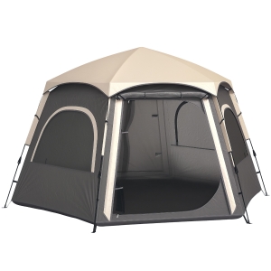 Outsunny Camping Tent 4-Person Waterproof UV Dome Dark Grey