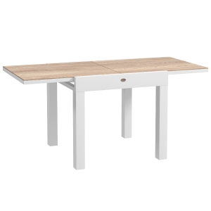 Outsunny Table à manger de jardin extensible pour 6 personnes avec plateau rectangulaire, cadre en aluminium, 60x80x75cm