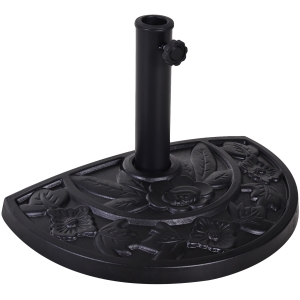 Bază Outsunny pentru Umbrelă Semicirculară de Ø3.8 și Ø4.8 mm din Rășină cu Manivelă, 50x31x32 cm, Negru