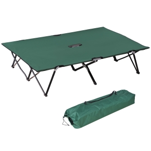 Outsunny Sofá cama plegable doble para 2 personas 193x125x40 cm poliéster Oxford metal Verde
