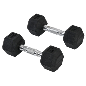 HOMCOM Conjunto de Mancuernas Cortas Total 10 kg - entrenamiento muscular & halterofilia - acero caucho Negro