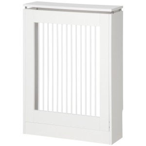 HOMCOM Moderne und elegante Lamellen-Heizkörperverkleidung für Zuhause, aus MDF und Stahl, 60x18x84 cm, Weiß