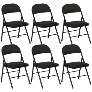 HOMCOM Set von 6 Klappbaren Stühlen mit Gepolsterter Sitzfläche aus Polyester und Stahlgestell, Schwarz