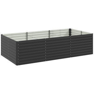 Outsunny Jardinera elevada galvanizada rectangular para exterior - fondo abierto - 240x120x60 cm, Gris
