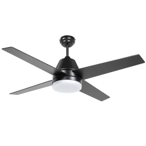 HOMCOM Ventilador de Techo con Luz 46W Ø129 cm Motor DC con 4 Aspas Reversibles Mando a Distancia y Temporizador Negro