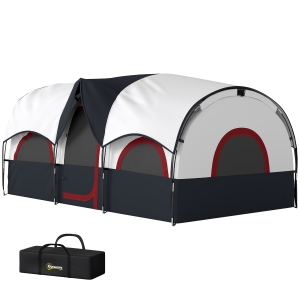 Outsunny Tente de Camping Familiale pour 4-6 Personnes Imperméable avec Chambres Indépendantes 435x251x195 cm Gris et Blanc