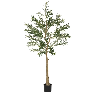 HOMCOM Planta Artificial Decorativa de 150 cm Árbol de Olivo con 720 Hojas y 32 Aceitunas en Maceta para Interior Verde