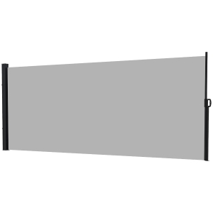 Outsunny Ausziehbarer seitlicher Sichtschutz Gartenzaun dim. 3L x 1,8H m Alu. Polyester Anti-UV Hohe Dichte 180 g/m² Hellgrau