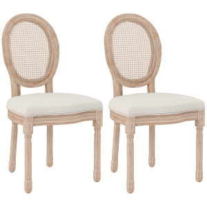 HOMCOM Conjunto de 2 sillas de comedor sillas de cocina de diseño vintage aspecto de rejilla vienesa natural + Crema
