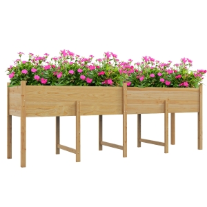 Outsunny Fioriera rialzata in legno di abete con drenaggio e inserti per irrigazione
