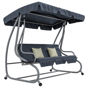 Outsunny Balancín de Jardín 3 Plazas Convertible Techo Inclinación Ajustable 2 estantes Soporte 2x1,2x1,64 m metal