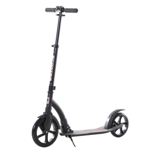HOMCOM Monopattino a Spinta Pieghevole per Adulti e Bambini in Alluminio, Ruote Grandi, Manubrio Regolabile (87-101.5cm) Fino 100kg, Nero
