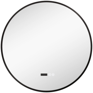 HOMCOM Espejo de baño redondo con iluminación LED intensidad variable función antivaho interruptor táctil Negro