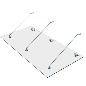 HOMCOM Pensilina in Vetro per Porta d'Ingresso in Acciaio Inossidabile e Vetro Temperato, 200x90 cm, Trasparente
