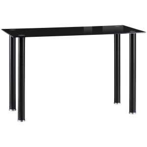 HOMCOM Mesa de Jantar Retangular Moderna com Bancada de Vidro Temperado e Pés de Aço 120x60x75cm Preto