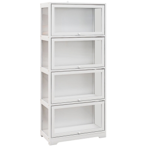 HOMCOM Vitrine Colecionador de 4 Níveis Vitrine Sala de Estar com Portas Abatíveis de Acrílico Anti-Tombo 59x30x139 cm Branco