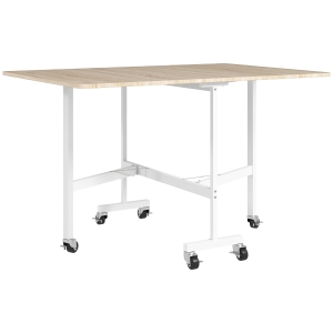 HOMCOM Mesa Dobrável de Cozinha para 4-6 Pessoas Mesa de Sala de Jantar Dobrável com Rodas e Laterais Dobráveis 120x80x73 cm Madeira