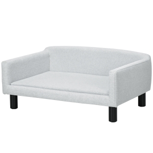 PawHut Sofá para Cães Médios com Pernas de Madeira Cama para Animais de Estimação Capacidade 20 kg 82x54x36 cm Cinzento