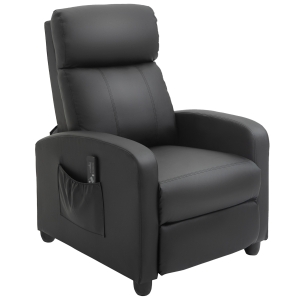 HOMCOM Poltrona de Massagem Reclinável com 2 Zonas de Massagem 8 Programas e 5 Níveis de Intensidade 68x88x98 cm Preto