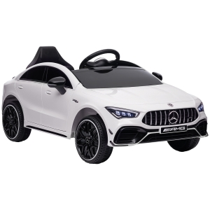 AIYAPLAY Carro Elétrico para Crianças Carro Mercedes AMG CLA 45 com Bateria 12V  Faróis LED Buzina e Música 110x61x45 cm Branco