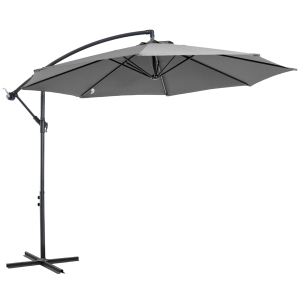 Outsunny Chapéu de Sol de Jardim Ø295x245 cm Chapéu de Sol Excêntrico Inclinável com Manivela Base Cruzada Cinza